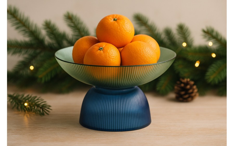 Patera dekoracyjna szklana 25 cm zielono-niebieska