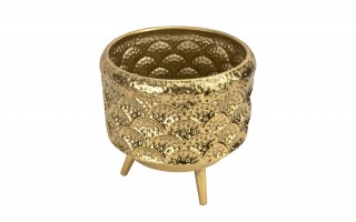 Osłonka na doniczkę/kwietnik 25,5x26 cm złota metalowa