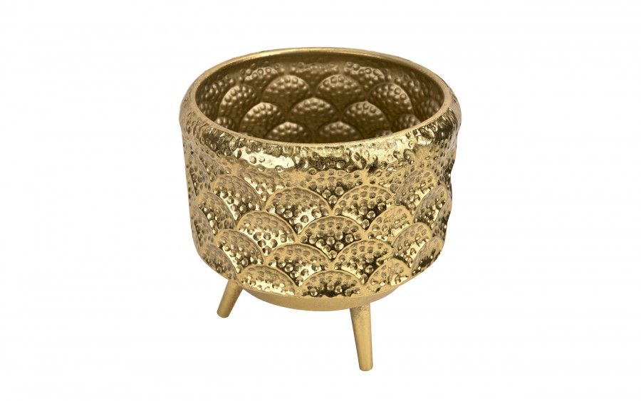 Osłonka na doniczkę/kwietnik 25,5x26 cm złota metalowa