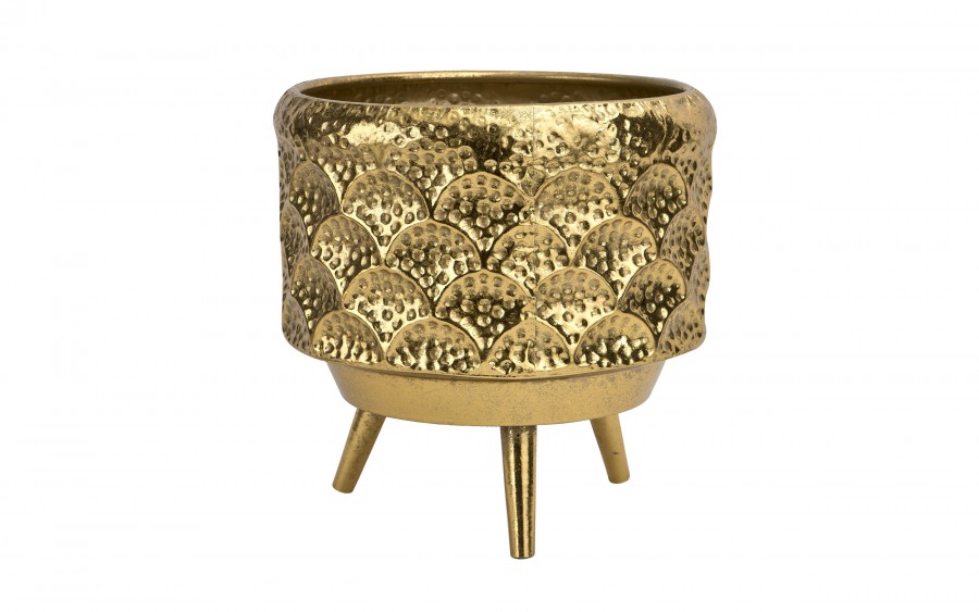 Osłonka na doniczkę/kwietnik 25,5x26 cm złota metalowa