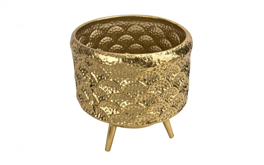 Osłonka na doniczkę/kwietnik 28,5x30 cm złota metalowa