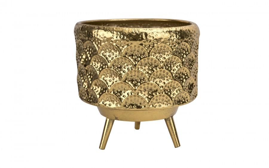 Osłonka na doniczkę/kwietnik 28,5x30 cm złota metalowa