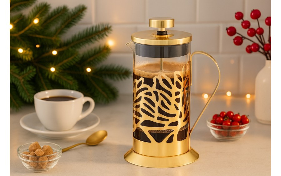 Zaparzacz do kawy i herbaty 600 ml Royal liście złoty