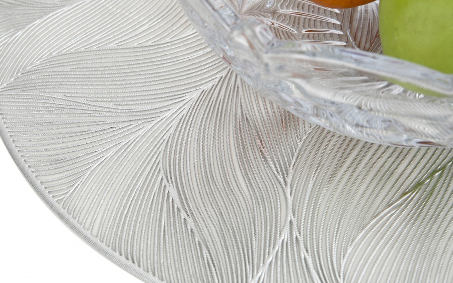 Mata stołowa 38 cm dekoracyjna Glossy srebrna 60252 wz. 2