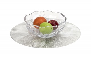 Mata stołowa 38 cm dekoracyjna Glossy srebrna 60252 wz. 2