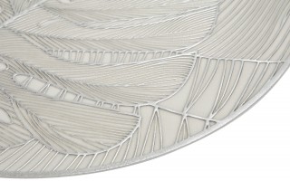 Mata stołowa 38 cm dekoracyjna Glossy srebrna 60252 wz. 1 Monstera
