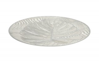 Mata stołowa 38 cm dekoracyjna Glossy srebrna 60252 wz. 1 Monstera