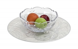 Mata stołowa 38 cm dekoracyjna Glossy srebrna 60252 wz. 1 Monstera