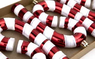 Komplet ozdób choinkowych 6 szt. Laski cukrowe czerwono-białe