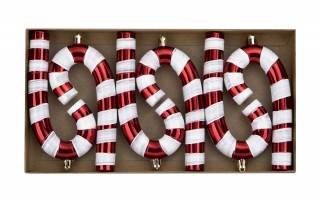 Komplet ozdób choinkowych 6 szt. Laski cukrowe czerwono-białe
