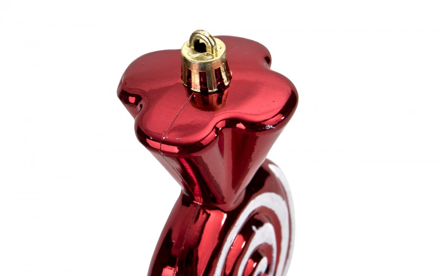 Komplet 3 bombek Cukierek czerwono-biały 9020