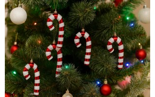 Komplet ozdób choinkowych 6 szt. Laski cukrowe czerwono-białe