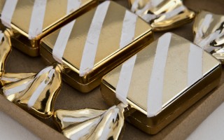 Komplet 3 bombek Cukierek złoto-biały 8526