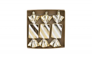 Komplet 3 bombek Cukierek złoto-biały 8526