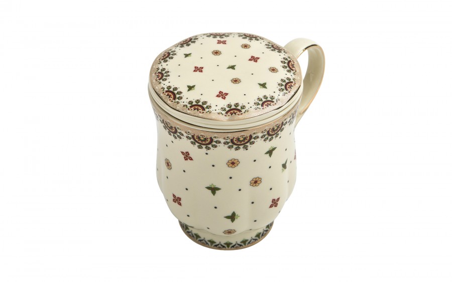 Kubek porcelanowy 450 ml z zaparzaczem Casablanca