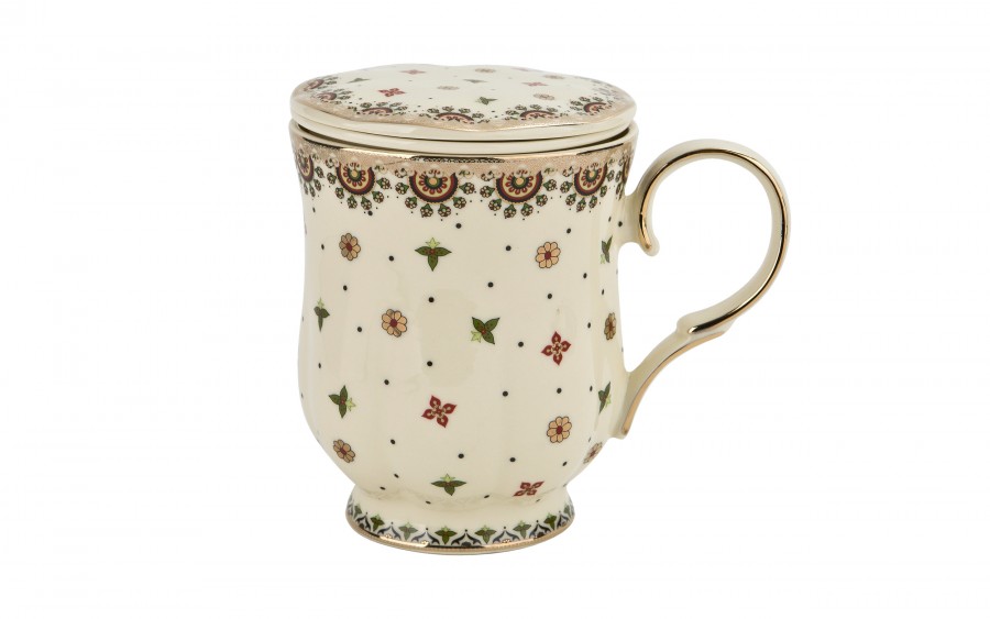 Kubek porcelanowy 450 ml z zaparzaczem Casablanca