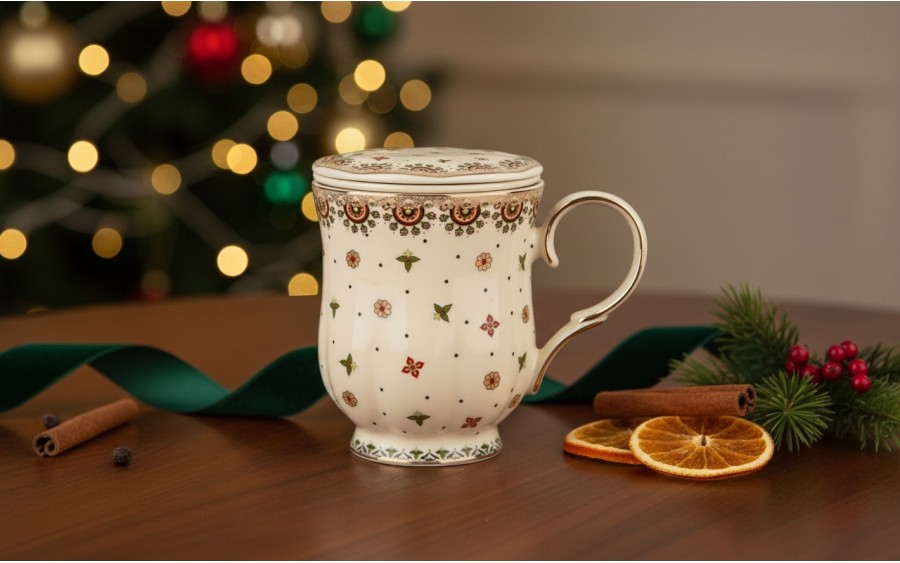 Kubek porcelanowy 450 ml z zaparzaczem Casablanca