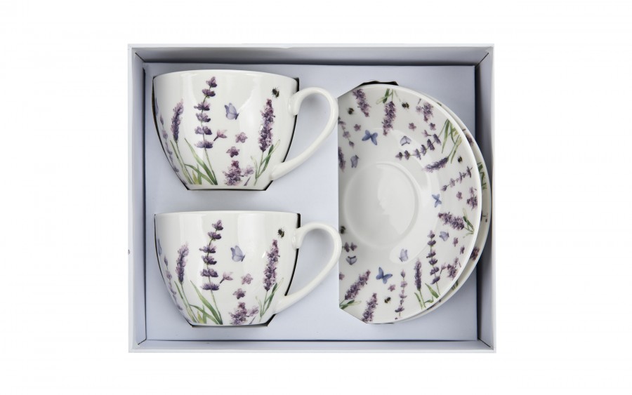 Komplet 2 filiżanek 270 ml + spodki Classic Lavender