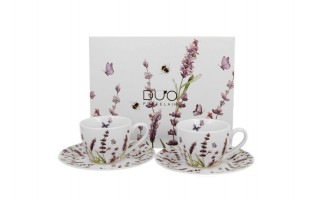 Komplet 2 filiżanek do espresso 110 ml + spodki Classic Lavender