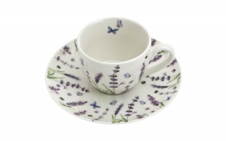 Komplet 2 filiżanek do espresso 110 ml + spodki Classic Lavender