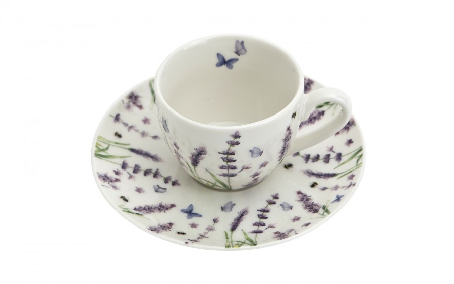 Komplet 2 filiżanek do espresso 110 ml + spodki Classic Lavender