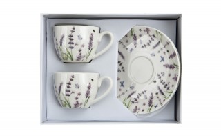 Komplet 2 filiżanek do espresso 110 ml + spodki Classic Lavender