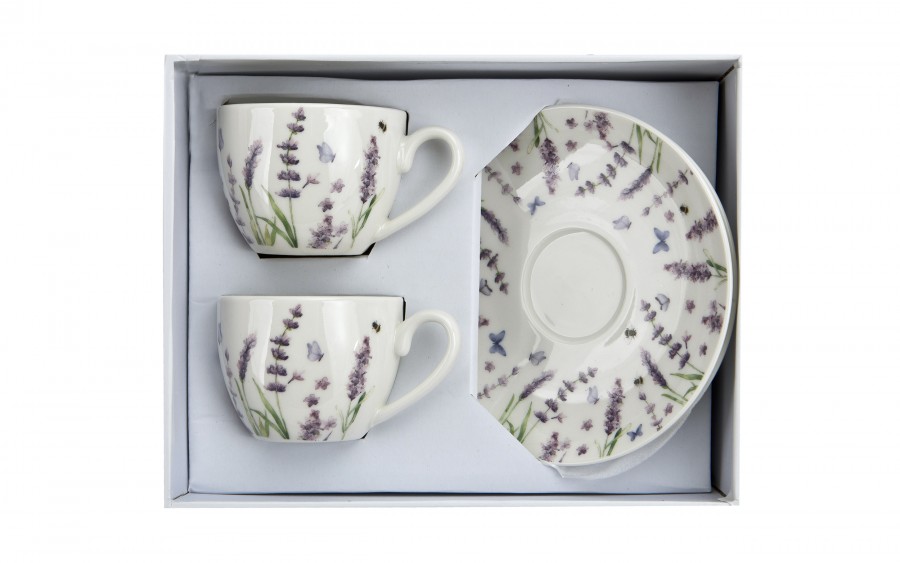 Komplet 2 filiżanek do espresso 110 ml + spodki Classic Lavender