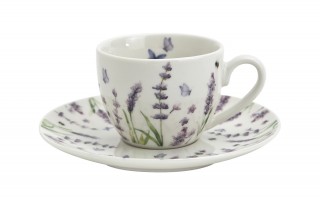 Komplet 2 filiżanek do espresso 110 ml + spodki Classic Lavender