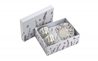 Komplet 2 filiżanek do espresso 110 ml + spodki Classic Lavender