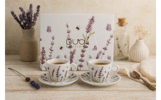 Komplet 2 filiżanek do espresso 110 ml + spodki Classic Lavender