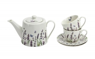 Komplet 2 filiżanek 270 ml + dzbanek 900 ml Classic Lavender