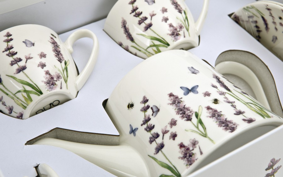 Komplet 2 filiżanek 270 ml + dzbanek 900 ml Classic Lavender