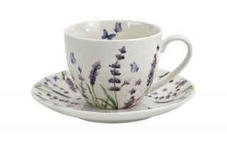 Komplet 2 filiżanek 270 ml + dzbanek 900 ml Classic Lavender