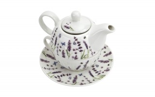 Filiżank z dzbankiem i zaparzaczem Tea For One Classic Lavender