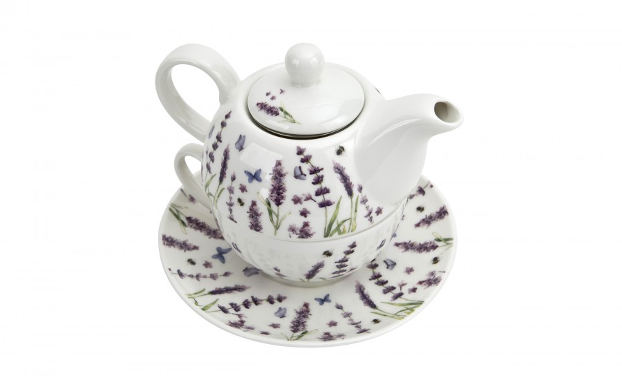 Filiżank z dzbankiem i zaparzaczem Tea For One Classic Lavender