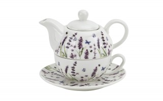 Filiżank z dzbankiem i zaparzaczem Tea For One Classic Lavender