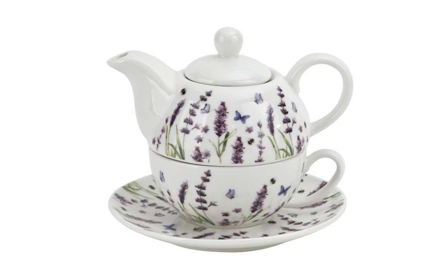 Filiżank z dzbankiem i zaparzaczem Tea For One Classic Lavender
