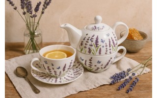 Filiżank z dzbankiem i zaparzaczem Tea For One Classic Lavender