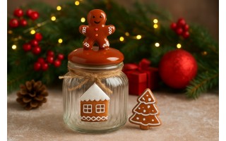 Pojemnik na ciastka szklany Piernik Deco Xmas