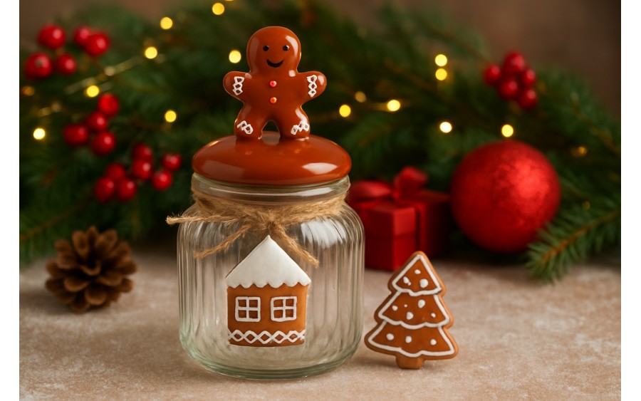 Pojemnik na ciastka szklany Piernik Deco Xmas