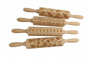 Wałek do ciasta dekorowany 35 cm świąteczny mix