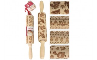 Wałek do ciasta dekorowany 35 cm świąteczny mix