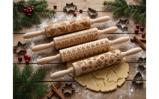 Wałek do ciasta dekorowany 35 cm świąteczny mix