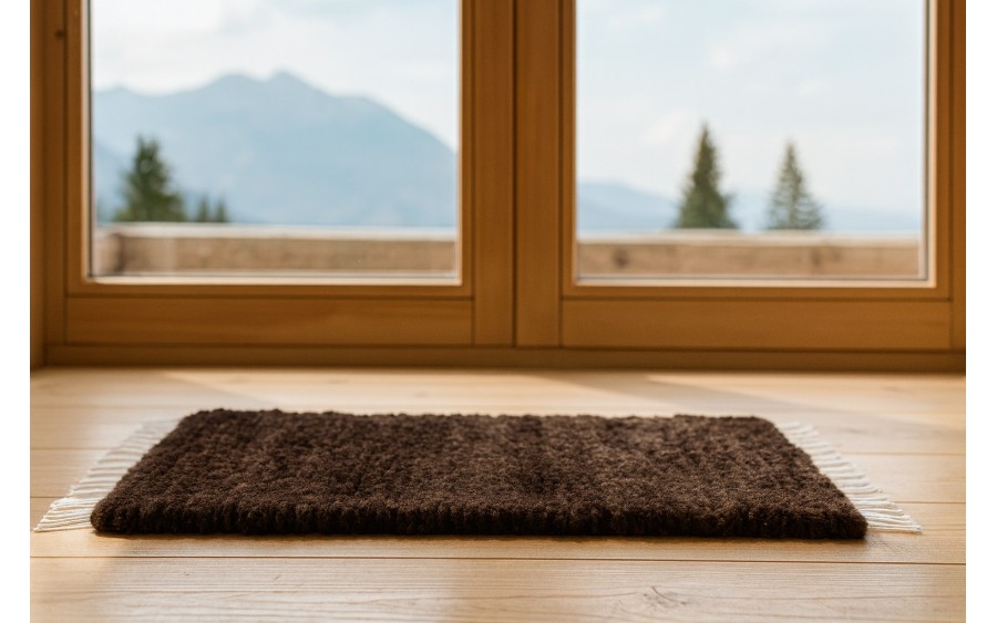 Tkany dywan z owczej skóry Czekoladowy