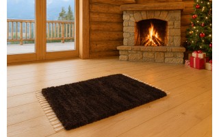 Tkany dywan z owczej skóry Czekoladowy