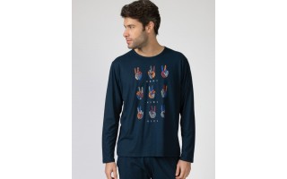 Piżama męska rozm. S P751314 Navy Blue