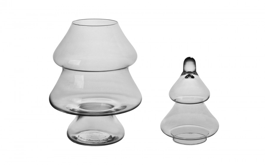 Bombonierka szklana 2-częściowa Choinka 40 cm