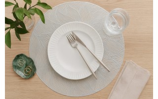 Mata stołowa 38 cm dekoracyjna Glossy srebrna 60252 wz. 2