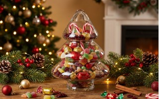 Bombonierka szklana 2-częściowa Choinka 26 cm