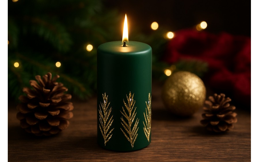 Świeca klubowa 12 cm Frozen Time choinkowa zieleń